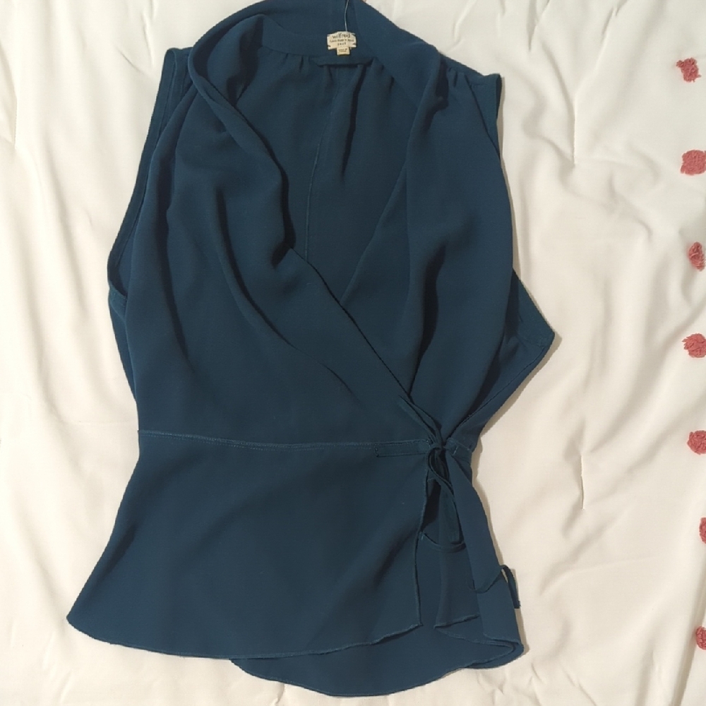 Wilfred Teal Sleeveless Wrap Blouse